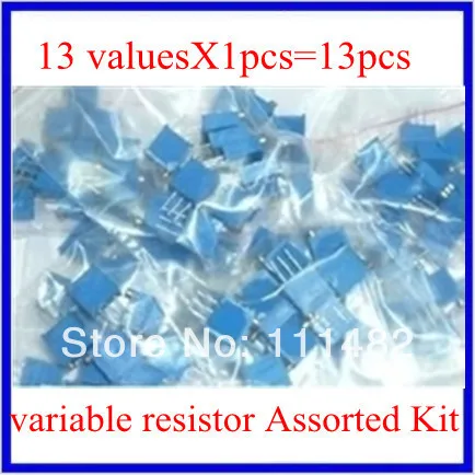 Variable Resistors/potentiometer,13 values*1 pcs (100R-1M)100R 200R 500R 1k 2k 5K 10K 20K 50K 100K 200K 500K 1M