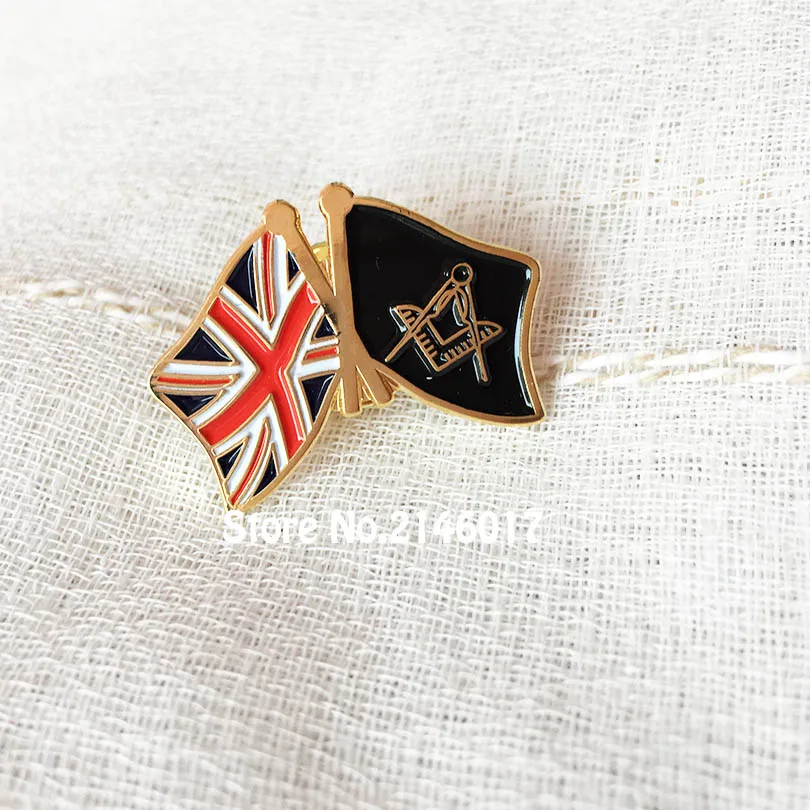 United Kingdom UK Flag Masonic Freemason Pin Soft Enamel Lapel Pins and Brooch Free Masons Friendship Badge Metal Craft Lodge