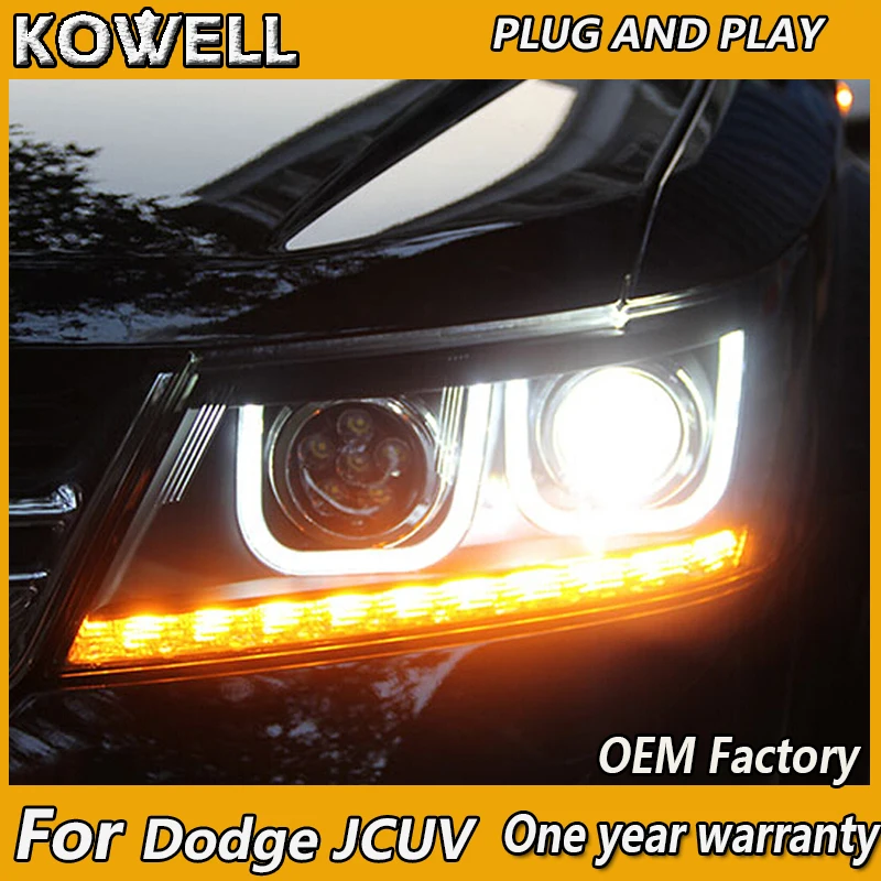 KOWELL Car Styling for Dodge JCUV Headlights 2008-2015 New Journey LED Headlight DRL Bi Xenon Lens High Low Beam Parking FogLam