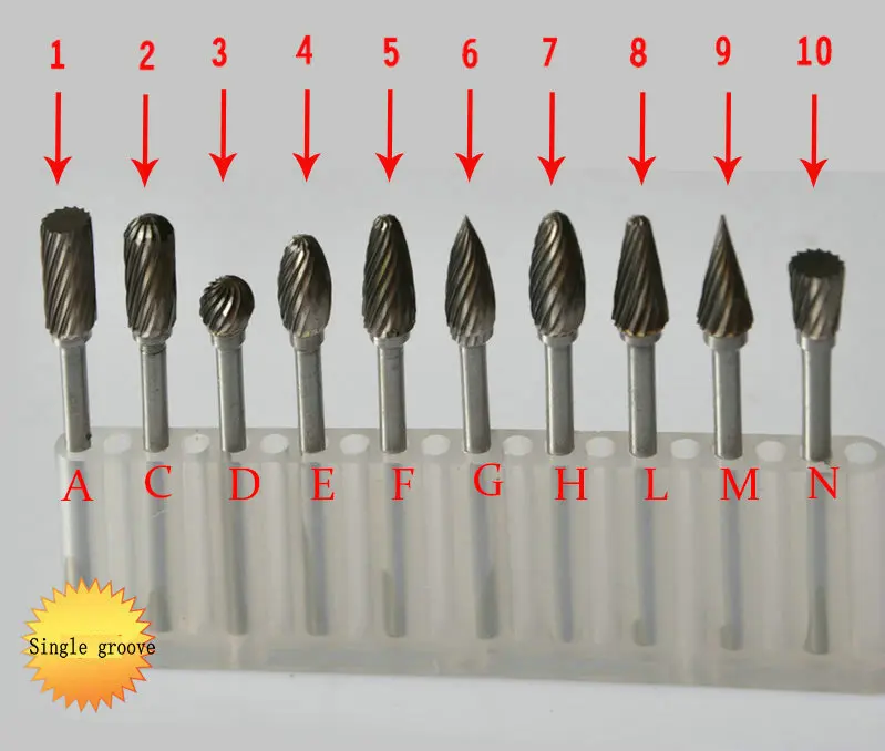 10pcs tungsten carbide rotary file single groove metal grinder alloy trimming mill cutter carved polish bit 3*6mm grinde bit