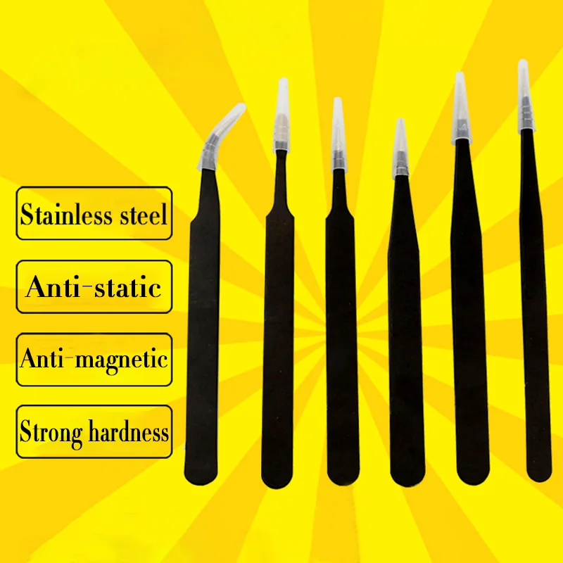 1 قطعة الدقة الفولاذ المقاوم للصدأ مكافحة ساكنة forcep ل حام smd أداة ، الملقط ، ملاقط ل مختبر التدريس/إصلاح أداة