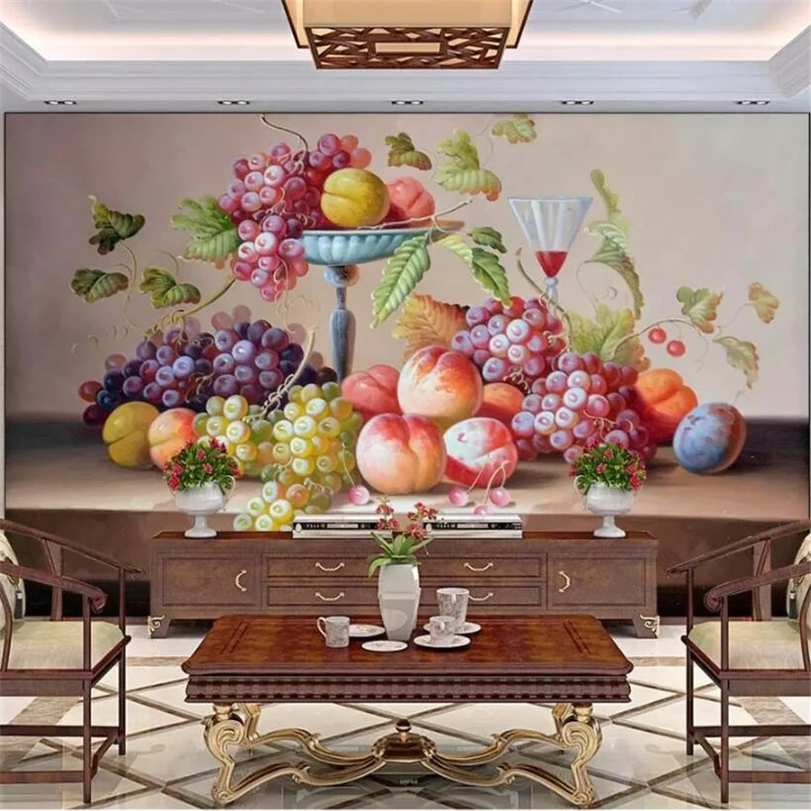 beibehang Custom wallpaper 3d photo mural fruit still life oil painting decorative painting background wallpaper papel de parede