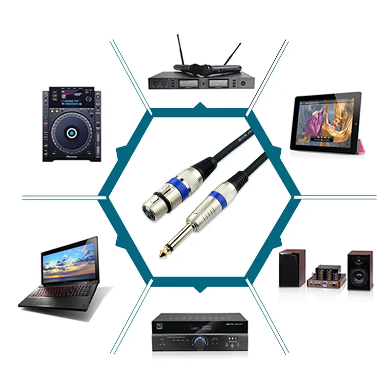 Gusuo-ケーブルマイク用コネクタ1/4 ",6.35mm,オスおよびメスプラグ付きxlr 3p,0.5m-30m