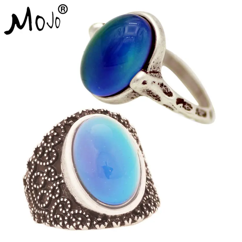 2PCS Vintage Ring Set of Rings on Fingers Mood Ring That Changes Color Wedding Rings of Strength for Women Men Jewelry RS050-005