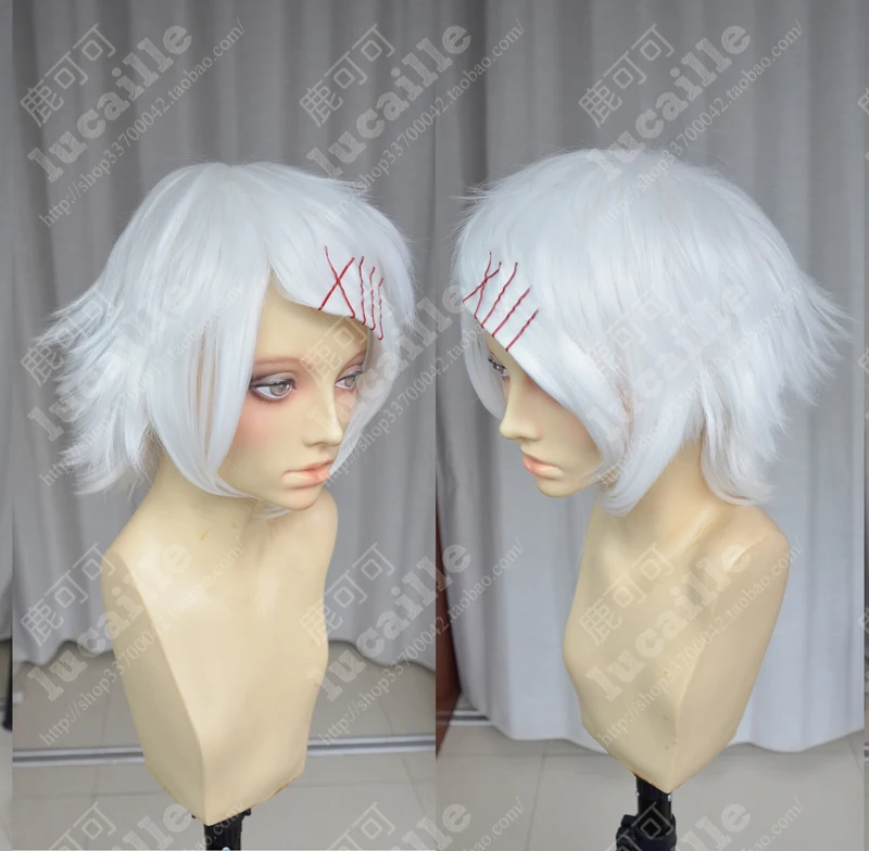 Anime Juzo Suzuya Juuzou Short Pure White Heat Resistant Hair Cosplay Costume Wig + Track + Wig Cap