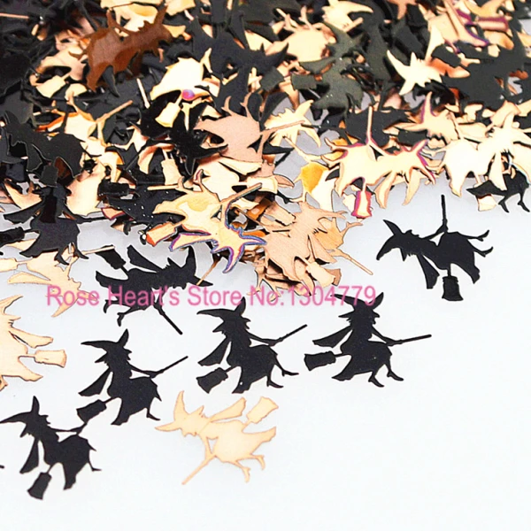 Black metal nail foil decals sticker for nail art decorations tools witch design