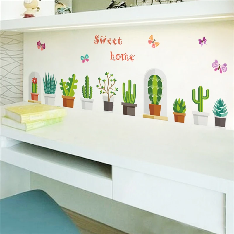 3d vivid garden plants flower wall stickers for kids rooms window wardrobe kitchen home decor wall decals diy mural art