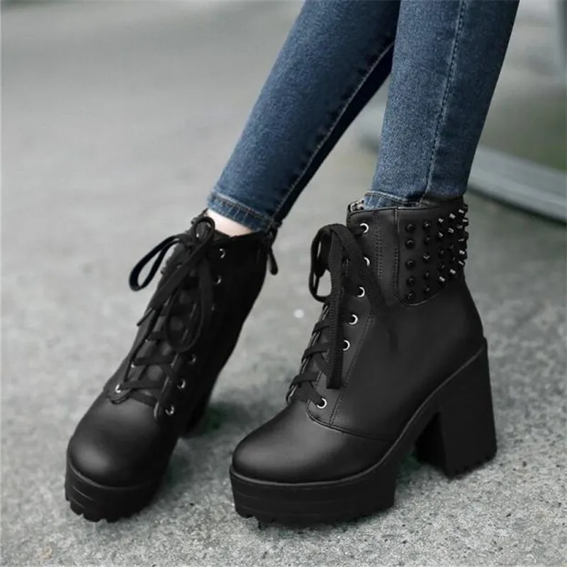 winter New pattern boots British style Frenulum High-heeled Short boots Thick bottom Leisure time Short tube Women Boots