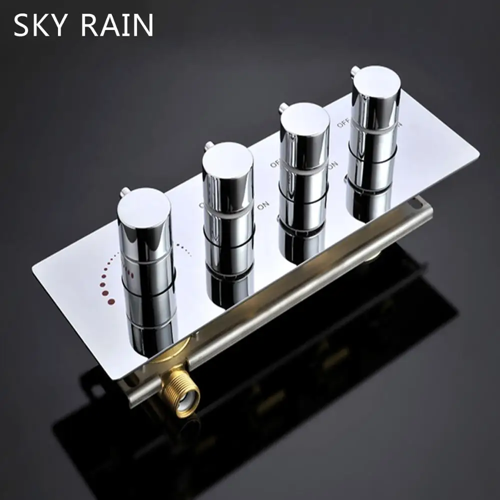 2024 Bathroom Wall Mounted Modern Style Multi Function Rainfall Waterfall Shower Head Panel Set Thermostatic Mixer High Flow