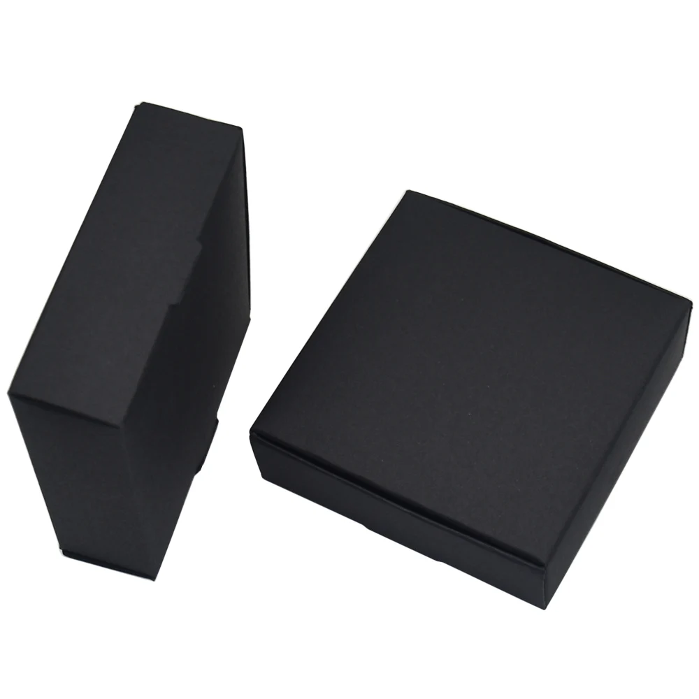 

8x6x2.2cm Black Craft Paper Packaging Box Wedding Party Gift Candy Package Boxes Jewelry Handmade Soap Storage Kraft Paper Box