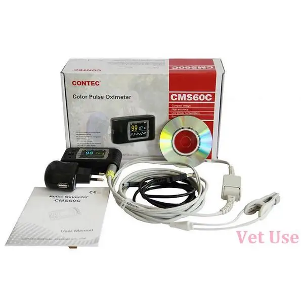 CONTEC CMS60C-VET Veterinary Pulse Oximeter Pulse Rate SPO2 Portable Handheld Monitor With Software