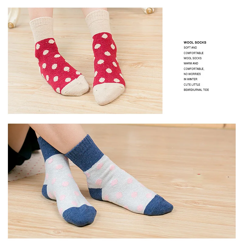 5 Pairs/Lot Wool Socks Women Christmas Gift Winter Cashmere Warm Socks Ladies Female Sweet Gift