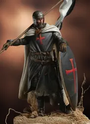Unpainted Kit 1/ 32 Medieval Templar Knight Bannerholder XII Century 54 mm Historical Figure Resin Kit