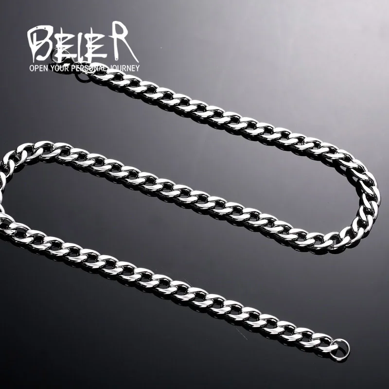 Beier stainless steel Classic punk water wave necklace chain men\'s necklace wild wholesale high quality jewelry BN1025