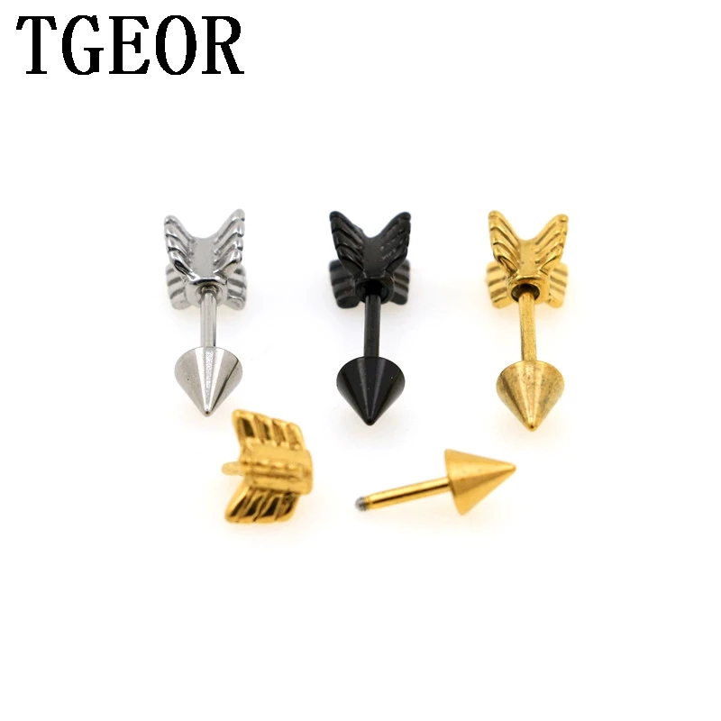 

free shipping new arrival mixed 3 colors 30pcs 16G surgical Stainless Steel arrow shape ear tragus piercing fake taper