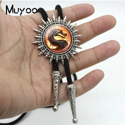 BOLO-00162 Dragon Western Bolo Tie Mortal Kombat Glass Cabochon Jewelry Neck Tie Handmade  Jewelry Accessories Gifts