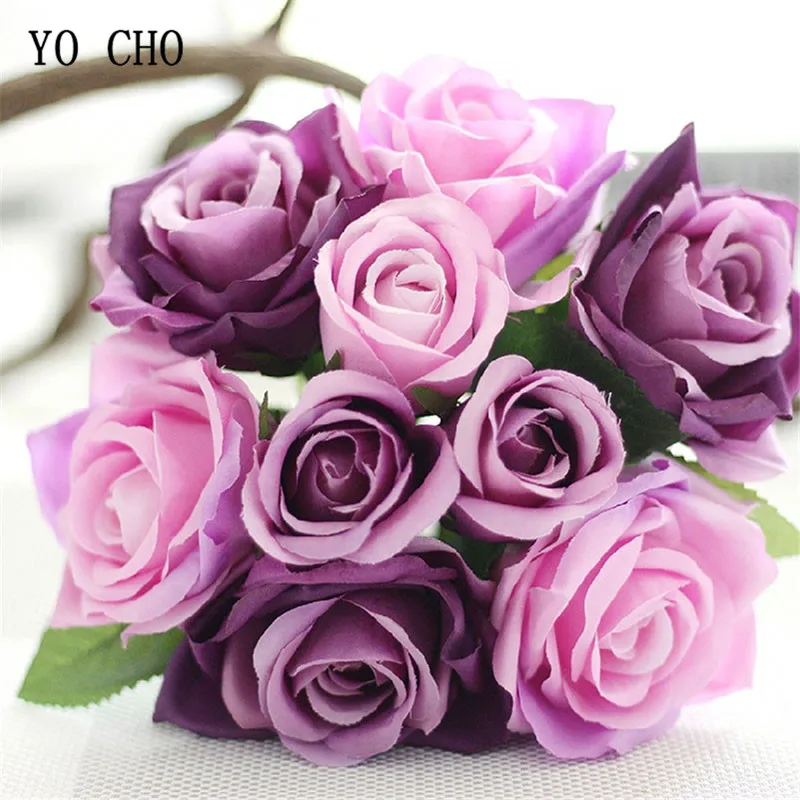 YO CHO Wedding Bouquet Polyester Roses Holder Wedding Flowers Bridal Bouquets Artificial Bridesmaids Accessories Wedding Bouquet