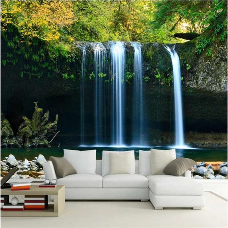 beibehang Custom Photo Wallpaper Sticker Waterfall River Stream TV Background Wall papel de parede 3d para sala atacado