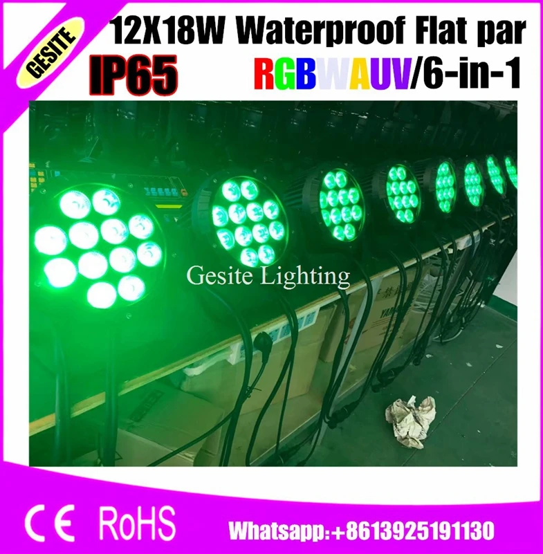 

12 шт. супер яркий водонепроницаемый led par свет 18x18w 64 zoom rgbaway 6in1 par led