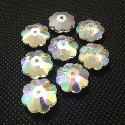 Wholesale Marguerite Lochrose Sew on stone Crystal clear AB Color 8,10,12,14mm Plum flower One Hole sewing Glass Crystals