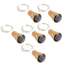 6pcs 1m 10 LED Fashion Solar-powered Wine Bottle Cork-shaped String Starry Light Night Fairy Light Lamp Xmas