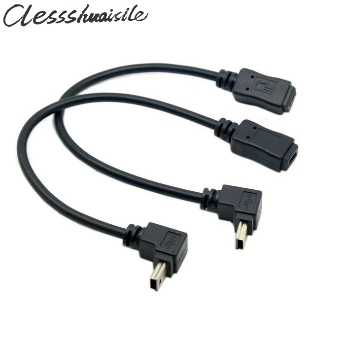 Mini cabo de extensão USB 5P macho para fêmea ângulo de 90 graus direção para cima e para baixo 0,2 m/20 cm de comprimento para eletrônicos