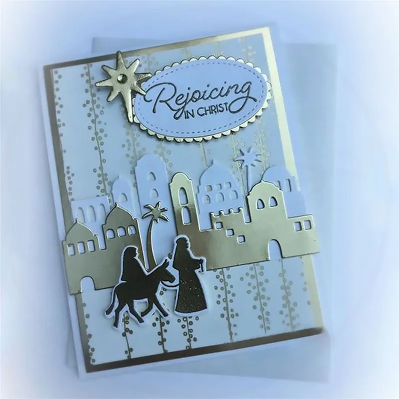 Matryce do cięcia metalu 5 sztuk/partia betlejem budynku szablony dla DIY Scrapbooking/album fotograficzny dekoracyjny wytłoczenia kartki DIY