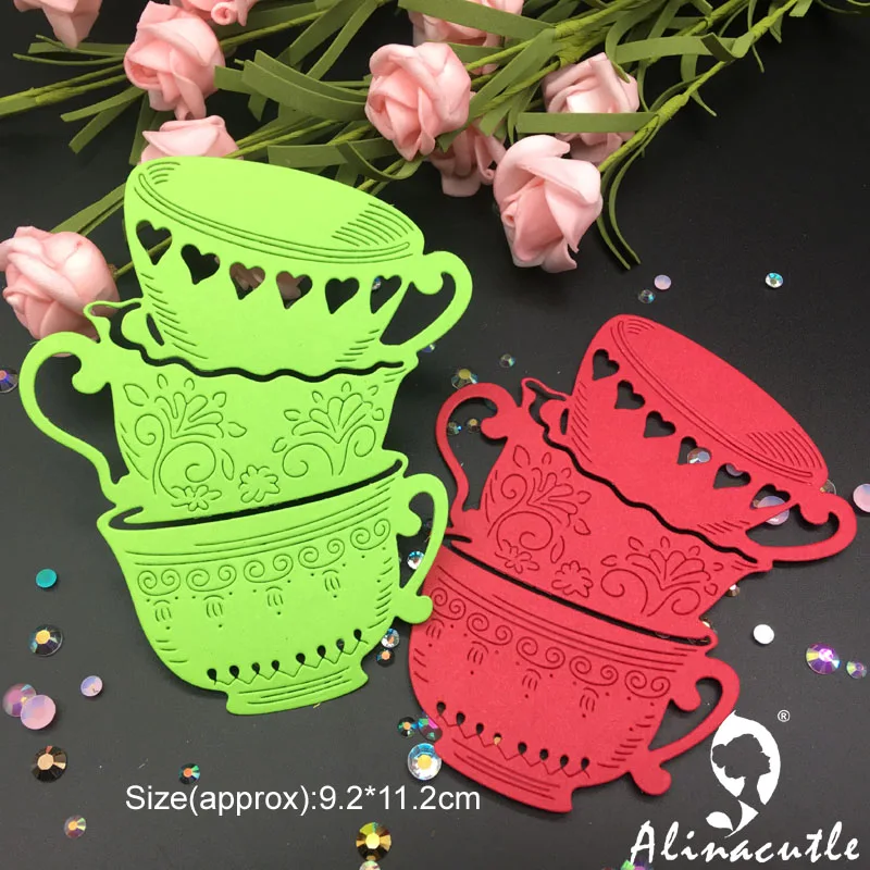 Alinacutle Metal Cutting Die Cut Teacup Coffee Cup Set Scrapbooking Paper Craft Handmade Card Punch Art Knife Cutter