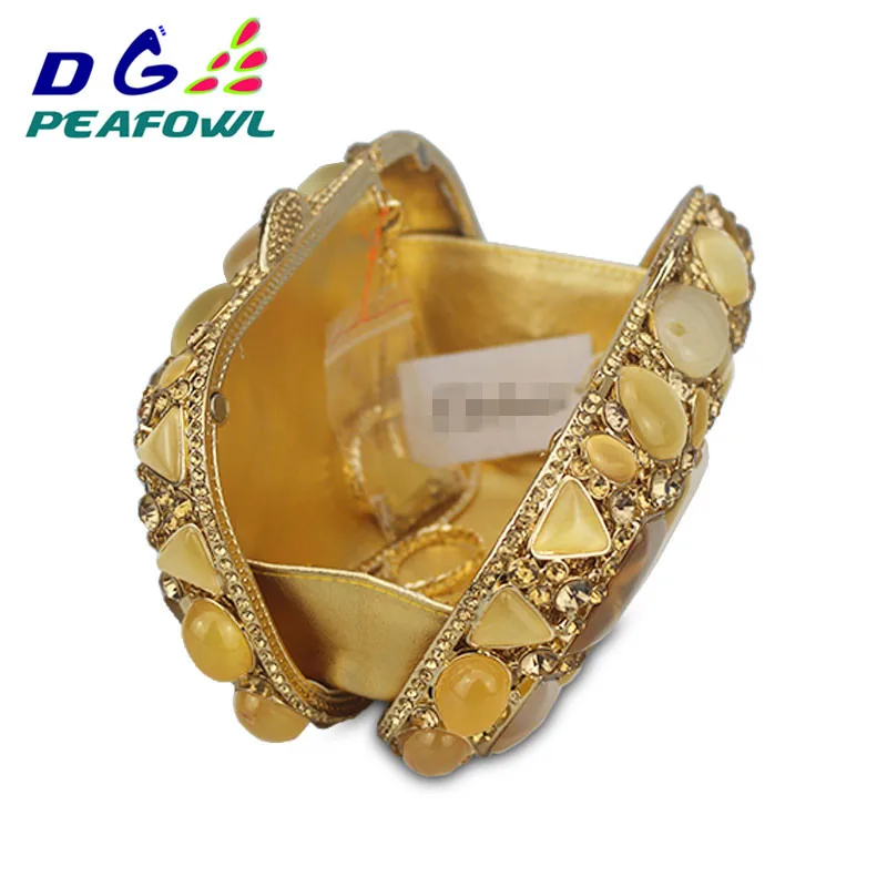 Luxury Evening clutch Bags Gold Precious Stone Crystal Encrusted Cocktail Bride Wedding Clutches Handbags Banquet Fashion Party