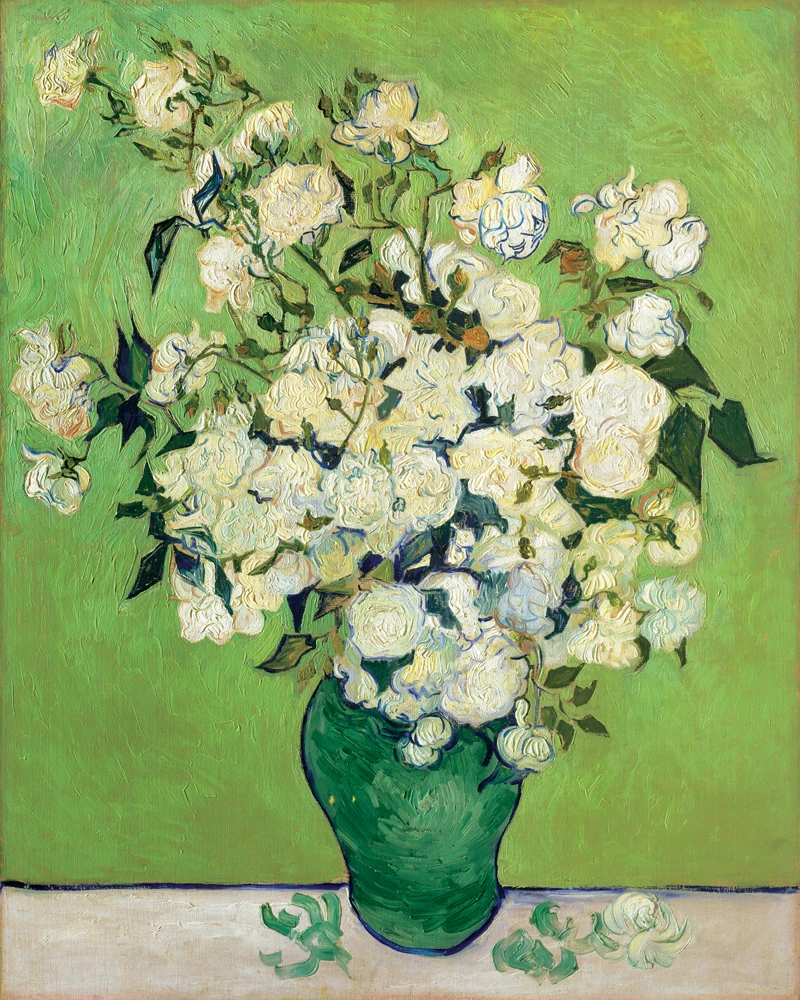 flower canvas prints pastoral poster home decoration pictures white rose in vase by Vincent Van Gogh canvas prints free shipping