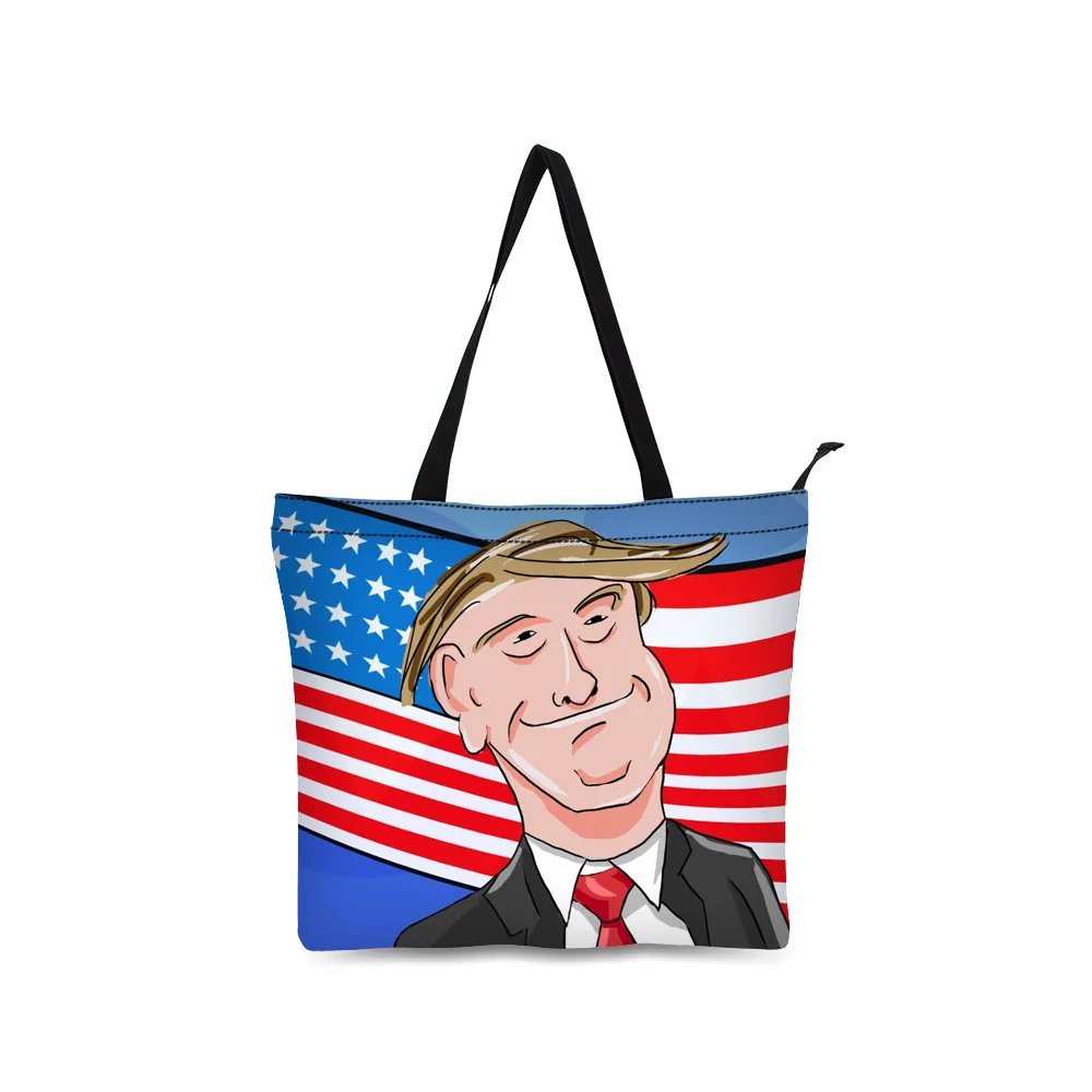 

Canvas Shopping Bag Personalized Tote Bags Shoulder Bag 3D Famous Person Figure Design Black Grocery Bag Cotton Handbag Black