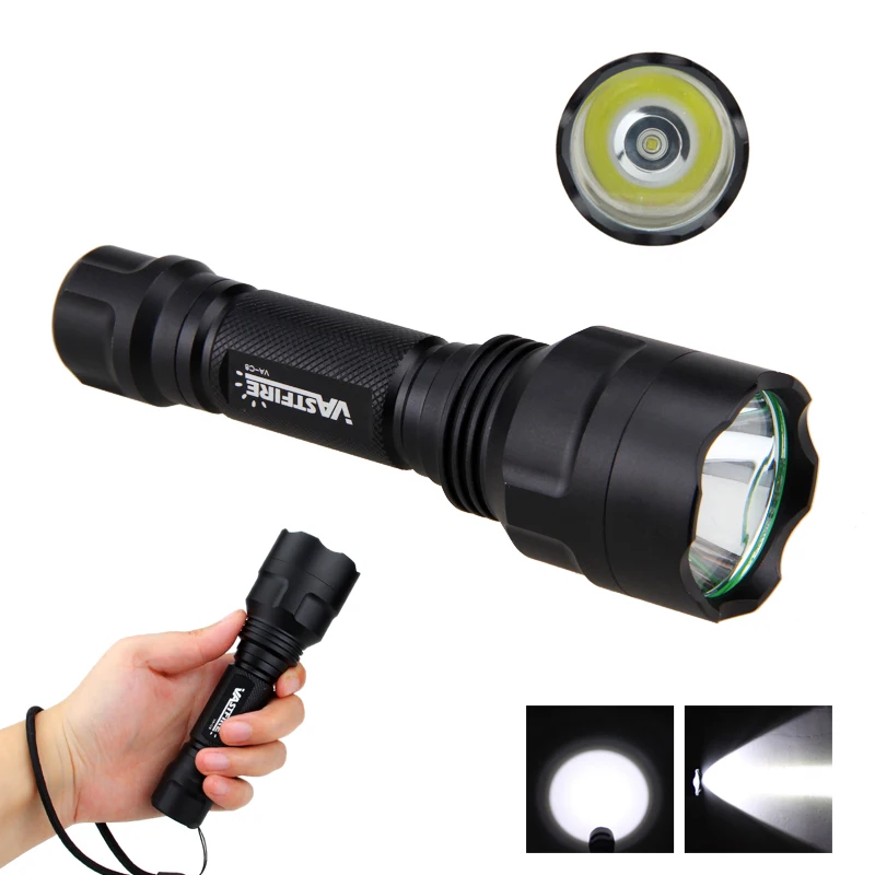 Black 2500lm LED Flashlight Torch+25 MM Hunting Rifle Mount +Remote Pressure Switch+Battery+Charger