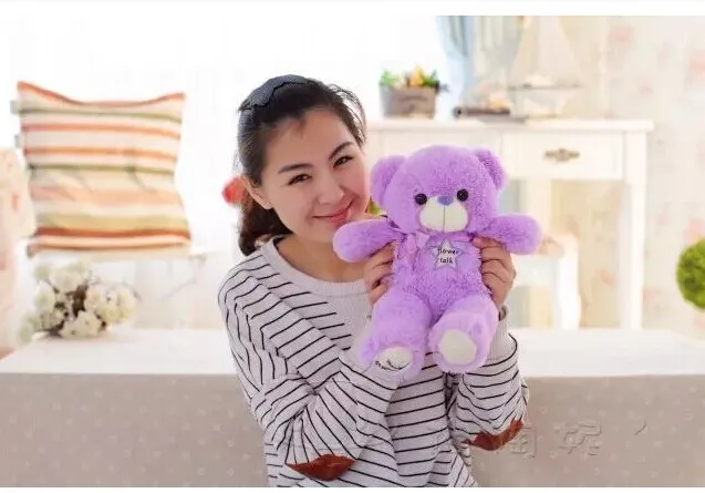 

small cute teddy bear toy purple bear toy lanvender bear toy gift doll about 35cm 0146