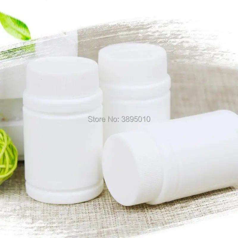 

50ml empty white plastic packaging bottles Pill Candy bath salt Empty cosmetic Containers F537