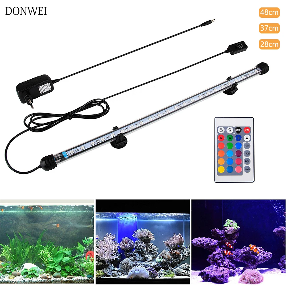 lampada de led para aquario 28cm 37cm 48cm led para tanque de peixes 5050 smd rgb ip68 a prova dagua lampada submersivel tomada ue eua ru au 01