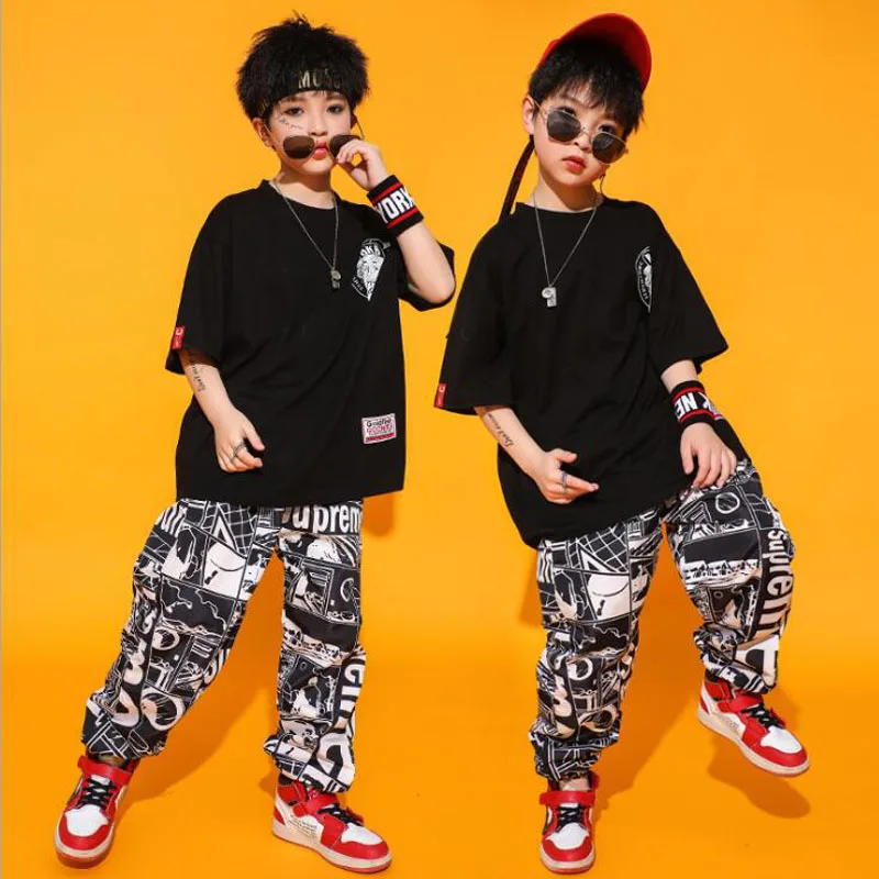 Kid Casual T Shirt Top Sport Jogger Pants Hip Hop Clothing Clothes for Girls Boys Dance Costume Ballroom Dancing Streetwear