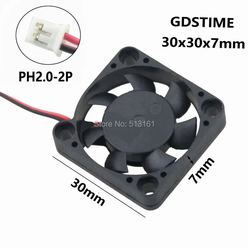 2PCS Gdstime 3007 2Pin 3cm 30*30x7mm 30mm 12V DC Motor Mini Brushless Cooler Cooling Fan