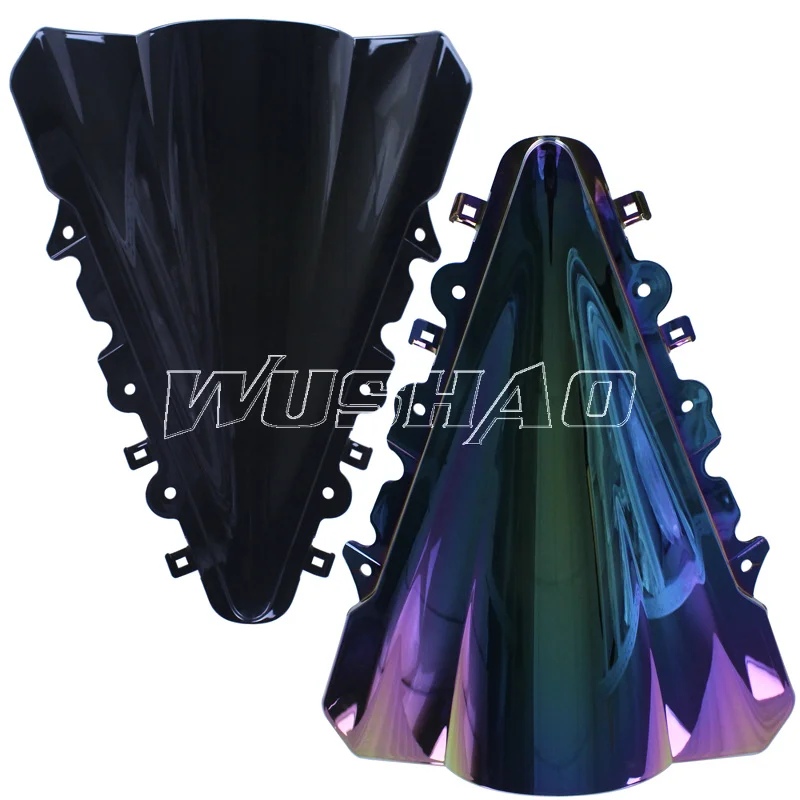 Motorcycle Double Bubble Windshield WindScreen For 2014-2016 Yamaha YZF R15 R 15 2015 14 16 Black  Iridium Clear Chrome