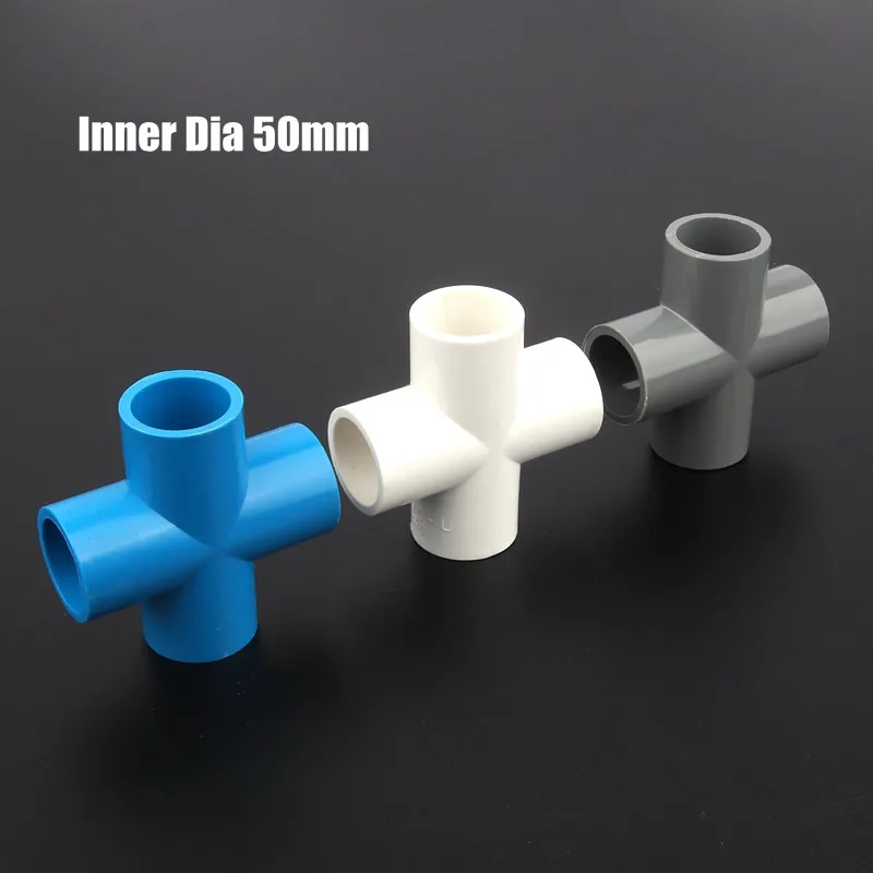 

6pcs/lot 50mm PVC Cross Joints Garden Irrigation Fittings Industrial Water Treatment Adapter Aquarium Tank Water Pipe Connectors