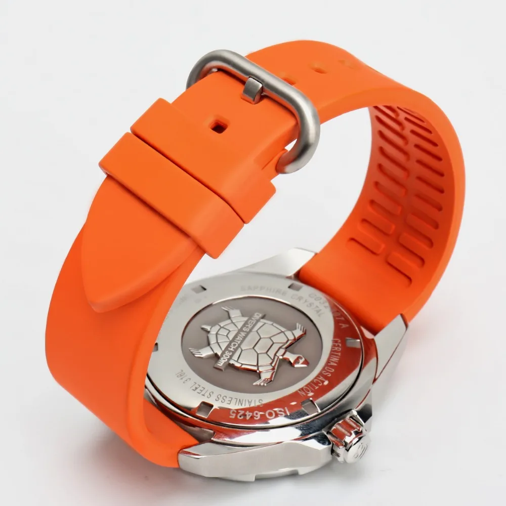 MAIKES Watch Accessories Quality Fluoro Rubber Watch Band 20mm 22mm 24mm Sport Watch Strap Orange Watchband For Omega Watch