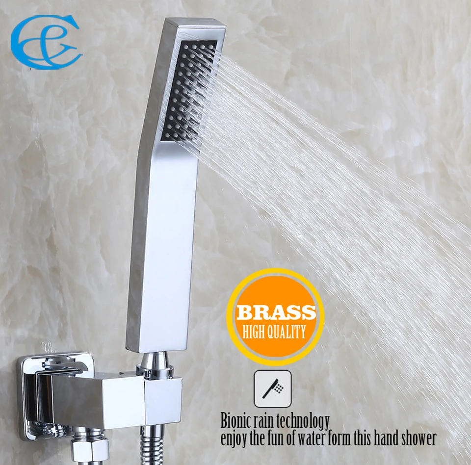 

C&C Handheld Showerheads Hand Shower Bathroom HandHeld Shower Head Partial Bent Square Hand Shower Brass Chrome Finished