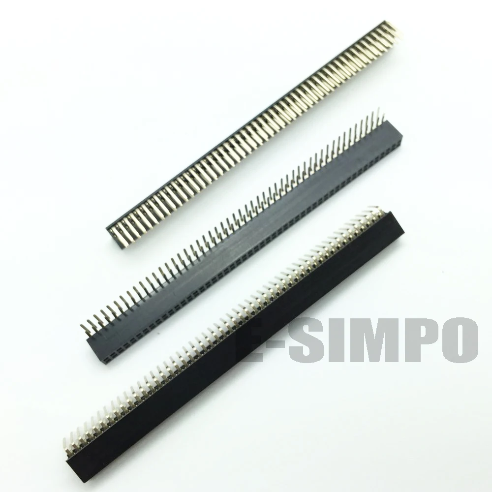 

50pcs 1.27mm Female Header, 2*50P Dual Row, Right Angle 90D, Rohs, Golden-Plated, high quality