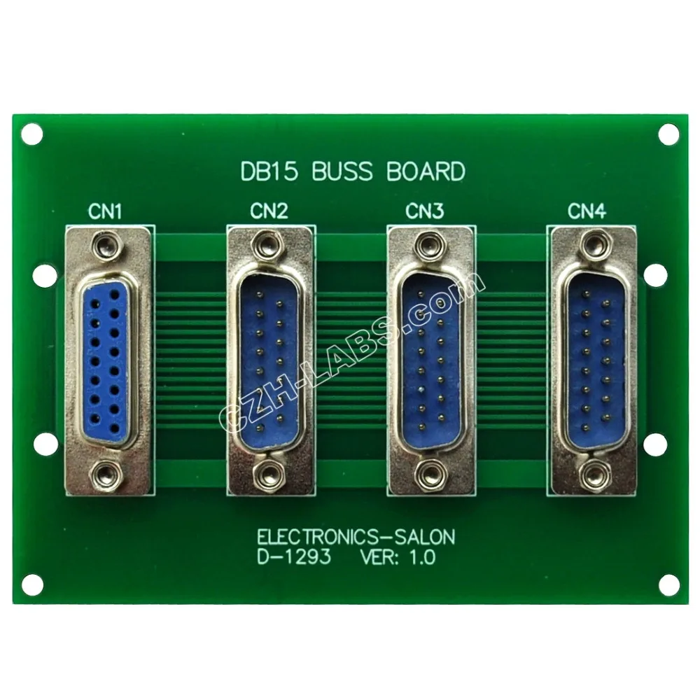 ELECTRONICS-SALON Panel Mount DB15 1 Female 3 Male Buss Board, DB-15 Busboard, D-Sub Bus Board Module.