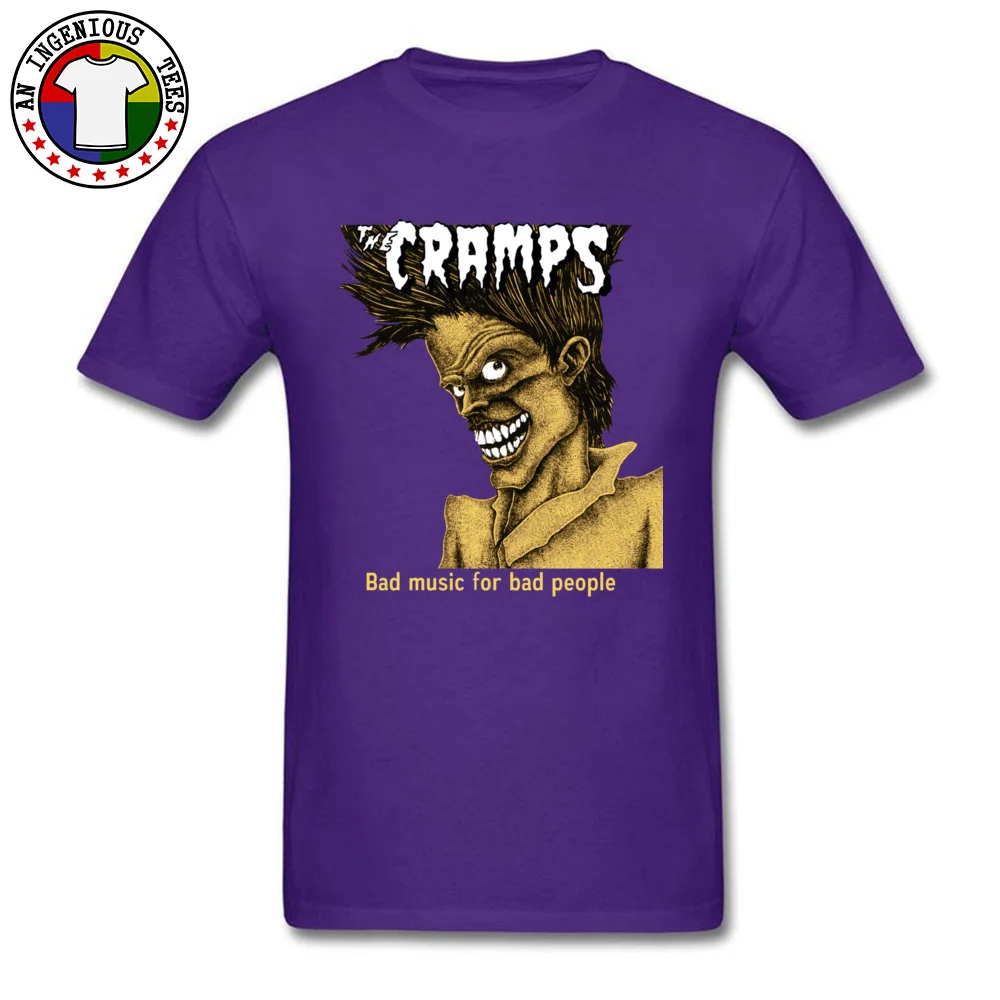 Cramps Crazy Top T-shirts HipHop Rock Music Adult T Shirt Casual Short Sleeve Clothing Shirt Bad Music For Bad People Shirts