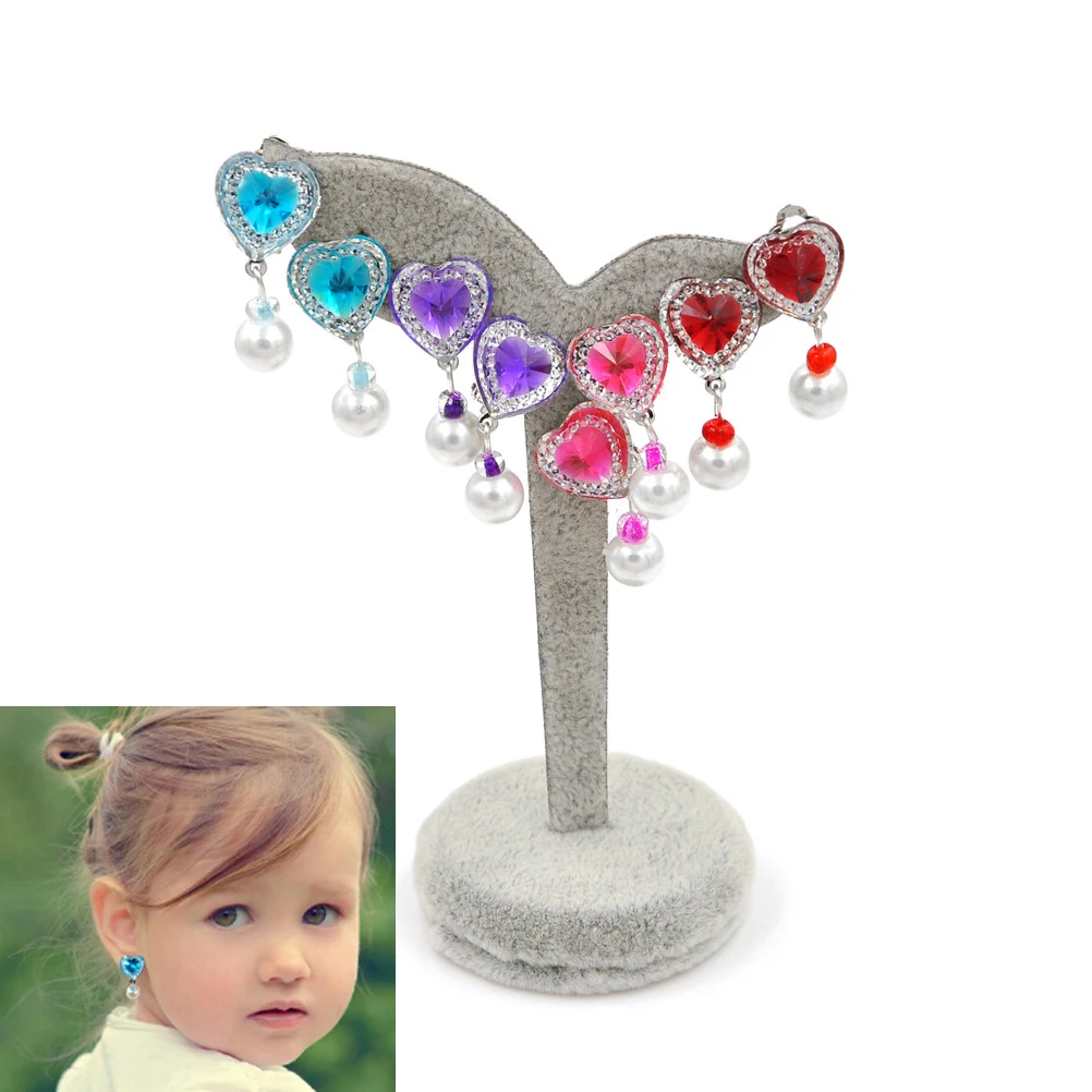 1 Pair Imitation Pearl Earrings Baby Girl Earrings Ear Clip No Piercing Earrings Kids Children Cute Crystal Jewelry