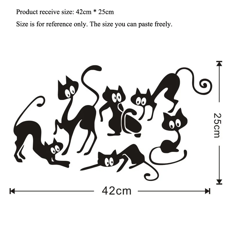 Funny Black Cat Wall Stickers Animals Living Room Background For Home Decoration Mural Art Decals Wallpaper Waist Line Poster