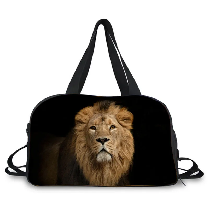 

animal lion design prints bag organizer travel bag large weekend gym bag carrying sport bag with shoes compartment