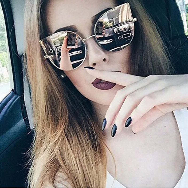 

2022 The New Cat Eye Female Sunglasses Women Rose Gold Matel Driving Glasses Retro Sexy Sunglases Lunette Femme VU400