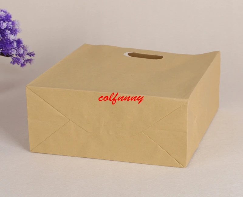 500pcs/lot 28x15x28cm Large Kraft Paper Bags Bread Snack Sanwich Wrap Boxes Takeout Food Packaging Gift Handle Bags F062707