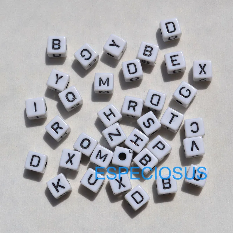 50pcs/lot DIY Children Jewelry Bracelet Department Acrylic Beads 10MM Square Shape Alphabet Letter Beads Fluorencent Mix Color